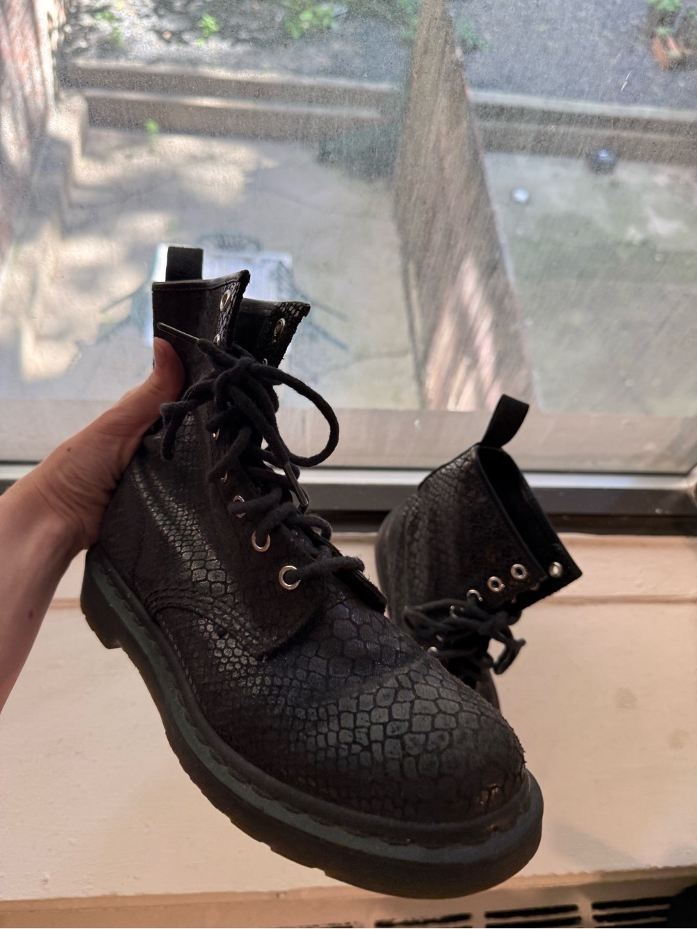 Dr. Martens Snake skin Leather Combat Boots - Picture 7 of 9
